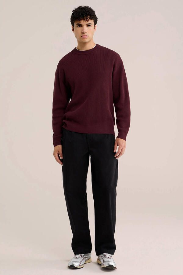 WE Fashion katoenen regular fit gebreide trui umberwine - Foto 2