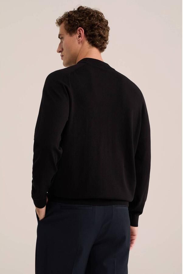 WE Fashion katoenen regular fit gebreide trui zwart - Foto 3
