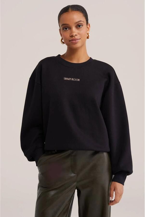 WE Fashion katoenen sweater met print zwart - Foto 2