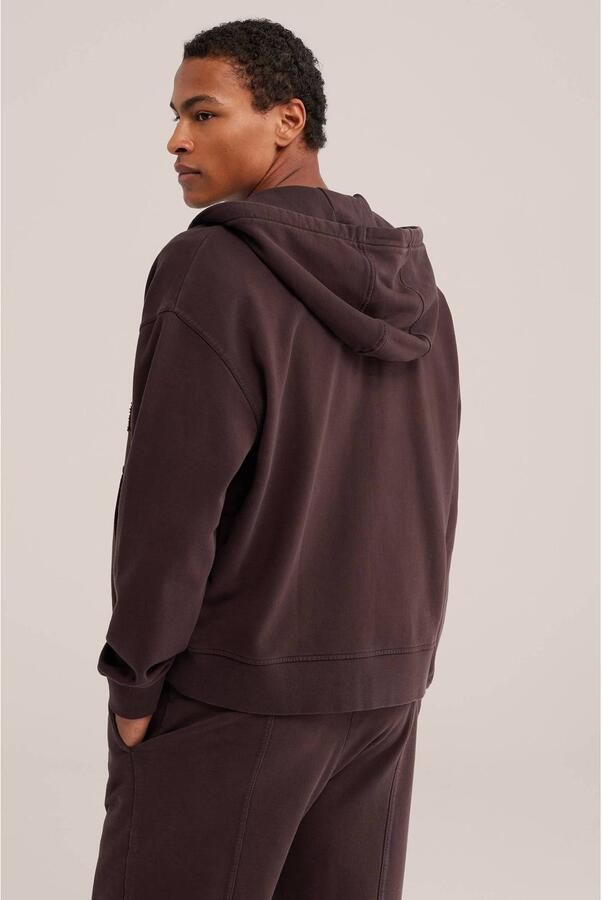 WE Fashion katoenen sweatvest met patches donkerbruin - Foto 2