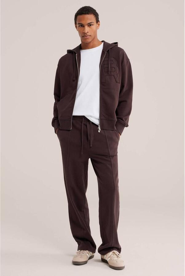 WE Fashion katoenen sweatvest met patches donkerbruin - Foto 3