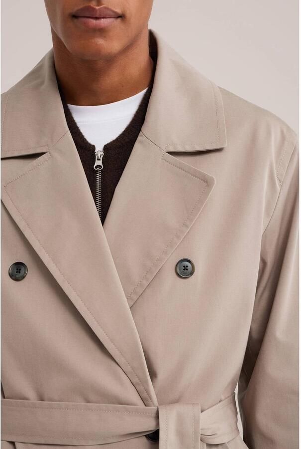 WE Fashion katoenen trenchcoat met ceintuur beige - Foto 3