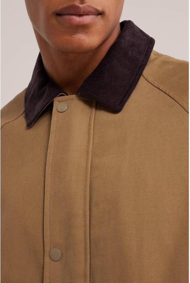 WE Fashion katoenen tussenjas met corduroy details bruin - Foto 3
