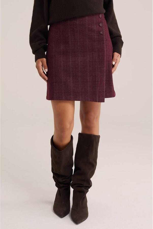 WE Fashion korte geruite rok donkerrood