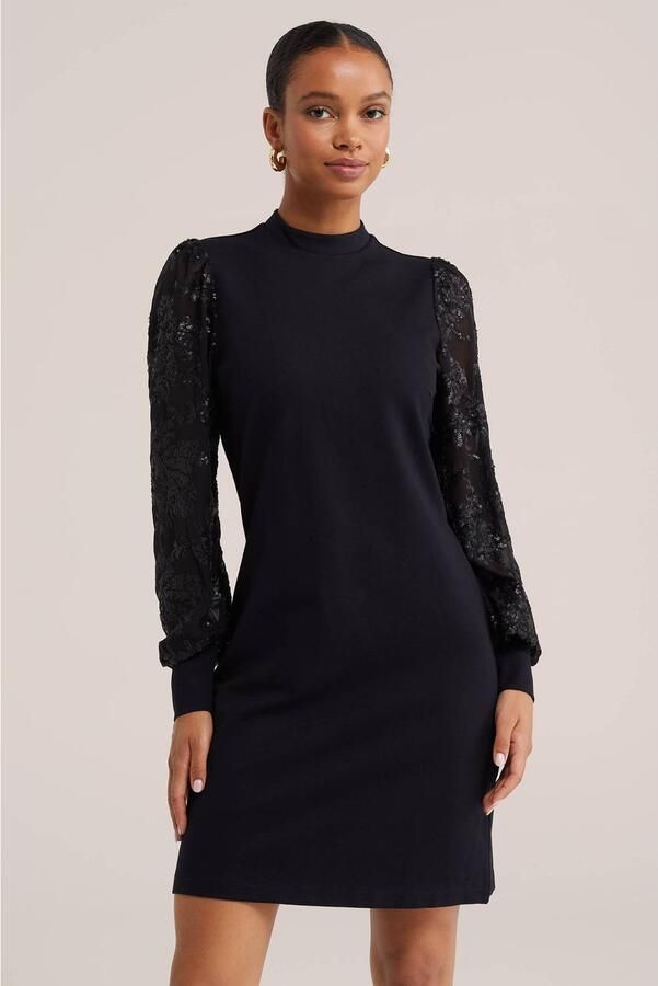 WE Fashion korte glitterjurk met pailletten zwart
