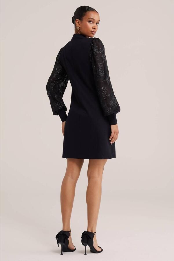 WE Fashion korte glitterjurk met pailletten zwart - Foto 2
