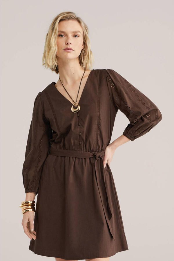 WE Fashion korte jurk bruin