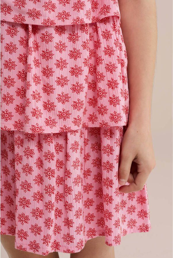 WE Fashion korte jurk met bloemen print roze - Foto 2