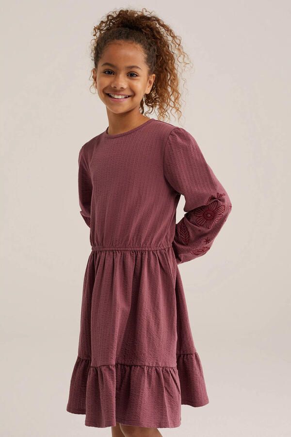 WE Fashion korte jurk met borduursels oudroze