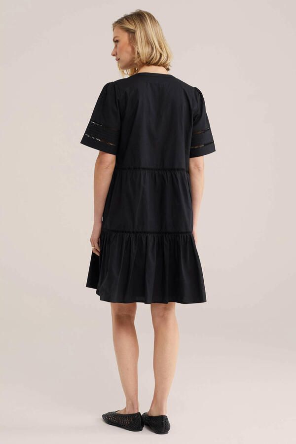 WE Fashion korte jurk met broderie zwart - Foto 3