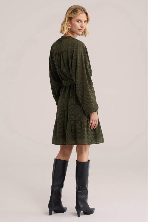 WE Fashion korte jurk met ceintuur groen - Foto 3