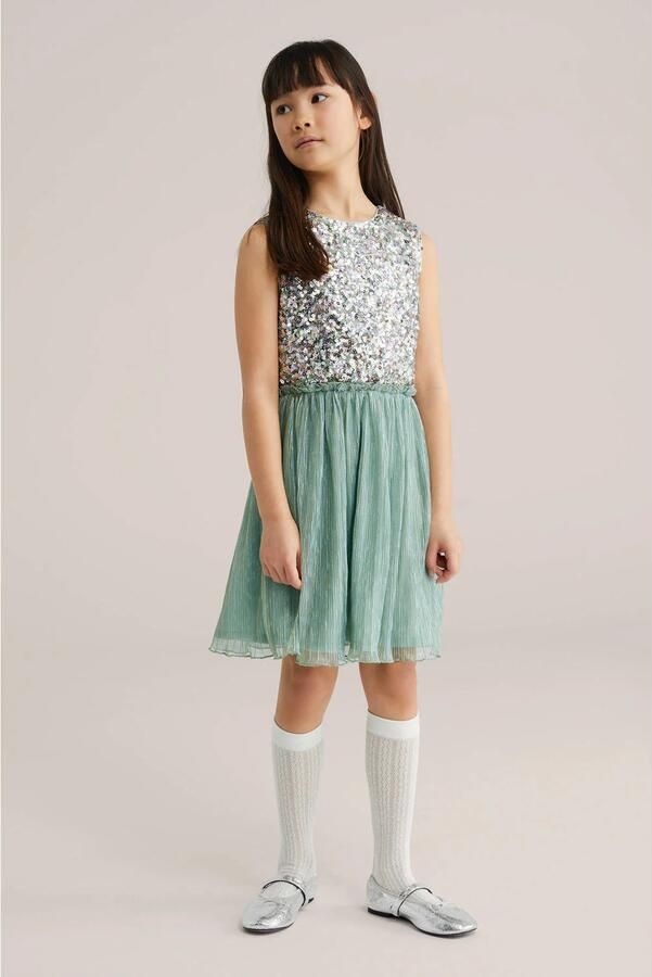WE Fashion korte jurk met pailletten groen