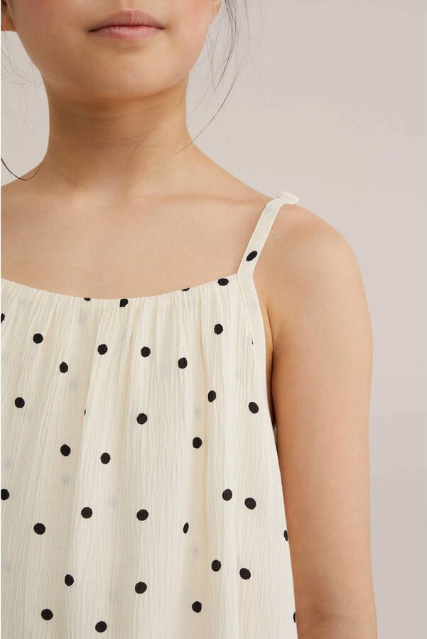 WE Fashion korte jurk met stippen beige - Foto 2