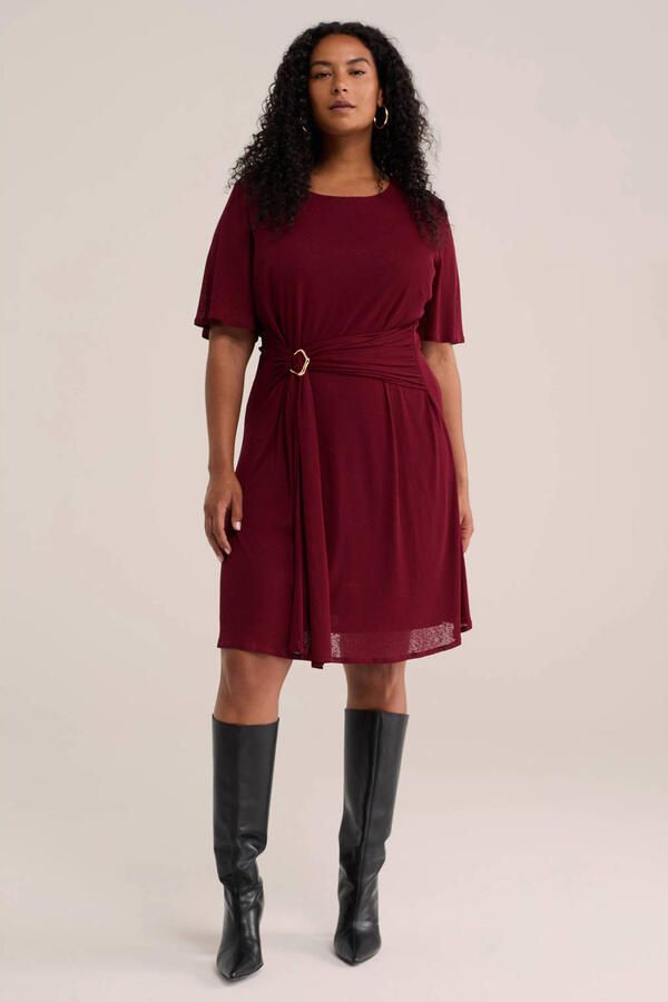 WE Fashion Curve korte jurk Plus Size donkerrood - Foto 3