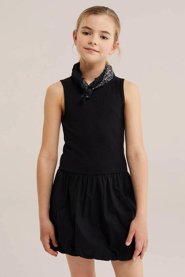 WE Fashion korte jurk rib gebreid zwart
