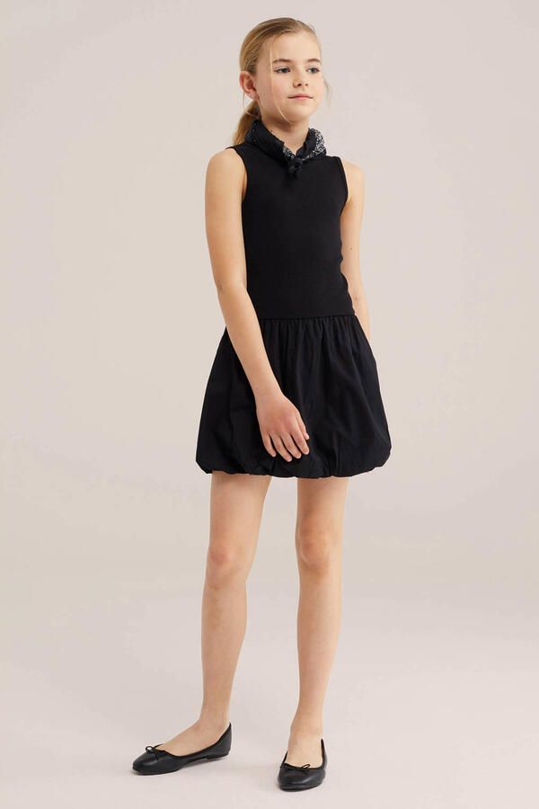 WE Fashion korte jurk rib gebreid zwart - Foto 2