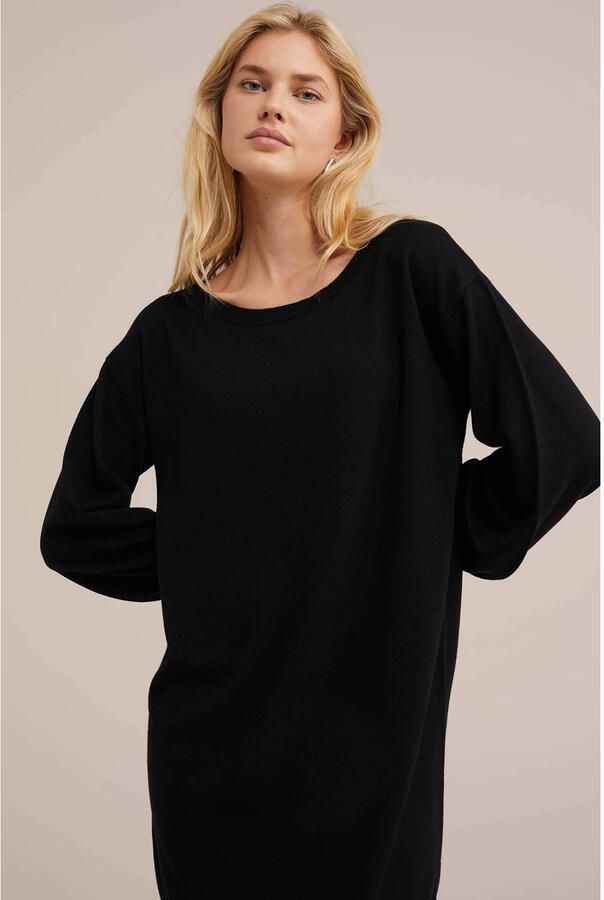 WE Fashion korte jurk zwart met wol
