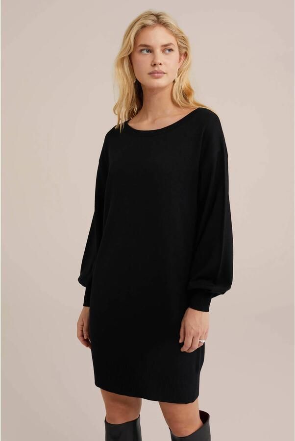WE Fashion korte jurk zwart met wol - Foto 2