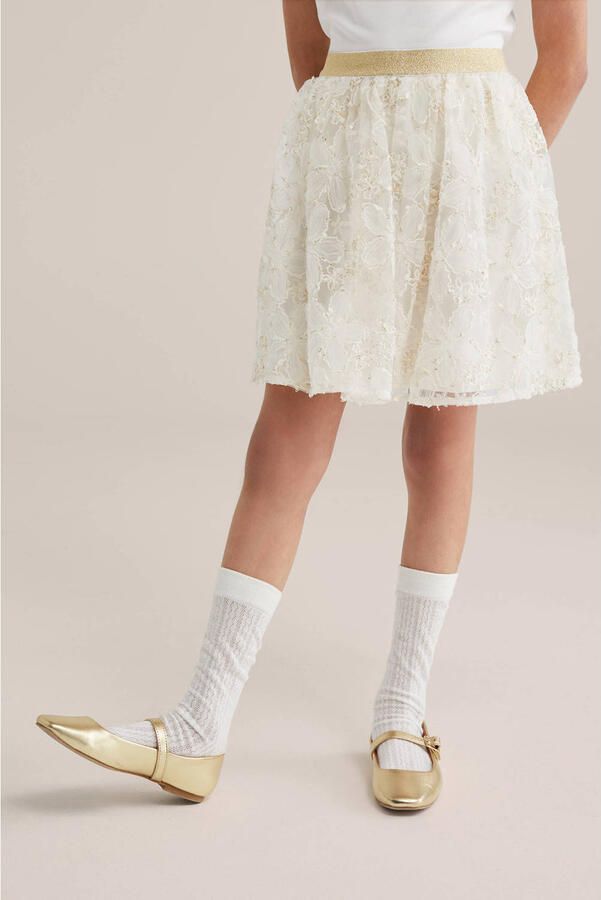WE Fashion korte rok met glitter wit