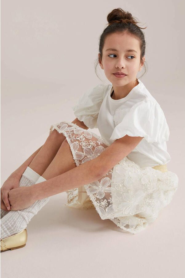 WE Fashion korte rok met glitter wit - Foto 2