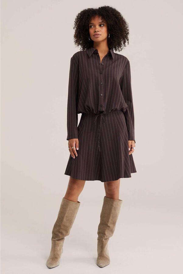WE Fashion korte rok met krijtstreep bruin - Foto 3