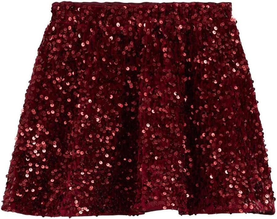 WE Fashion korte rok met pailletten autumn red Rood Meisjes Polyester