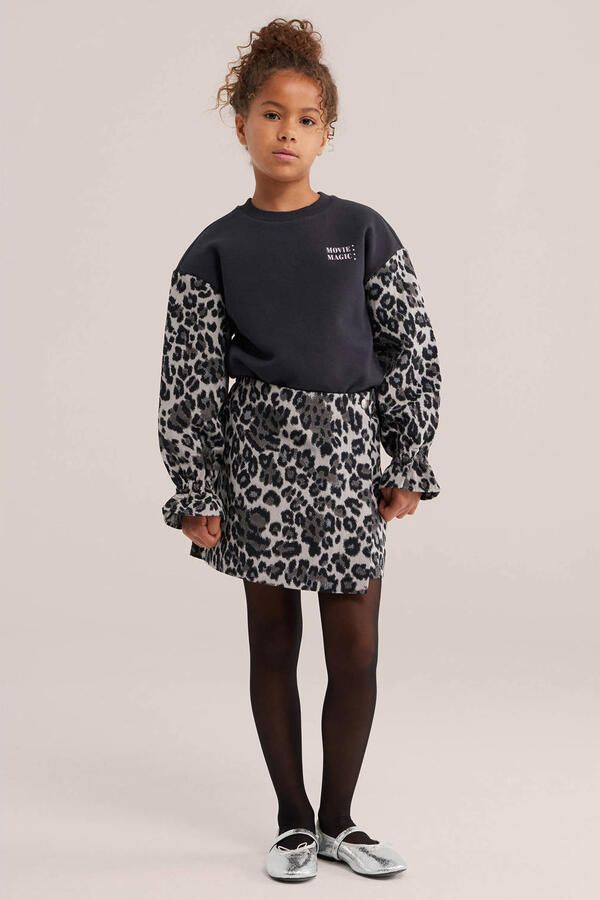 WE Fashion korte rok met panterprint grijs ecru Meisjes Polyester Panterprint - Foto 3