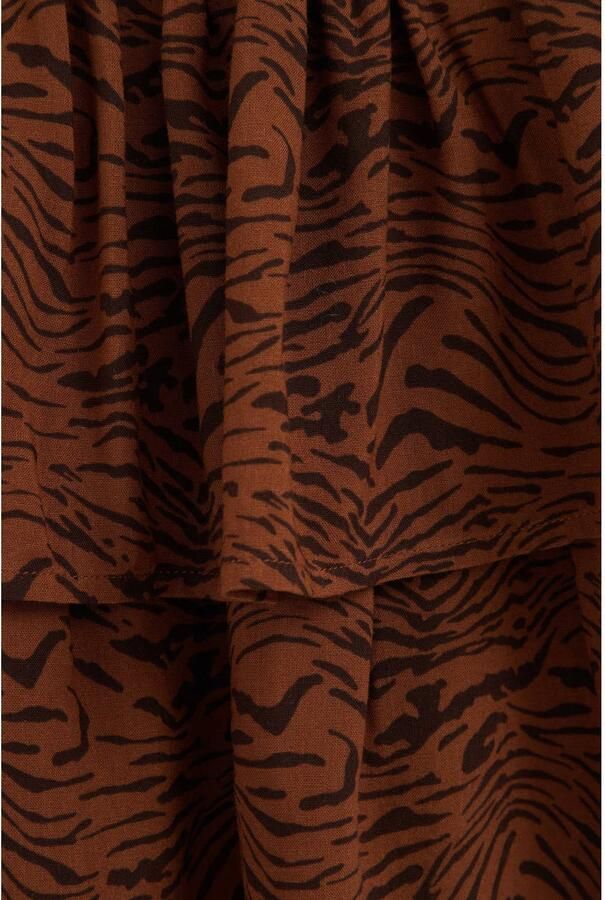 WE Fashion korte rok met ruches en zebraprint camel - Foto 2