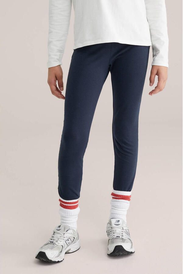 WE Fashion legging donkerblauw Meisjes Katoen Effen 122 128 - Foto 2