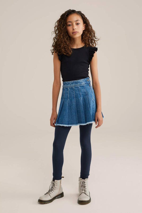 WE Fashion legging donkerblauw Meisjes Stretchkatoen Effen 158 164 - Foto 3