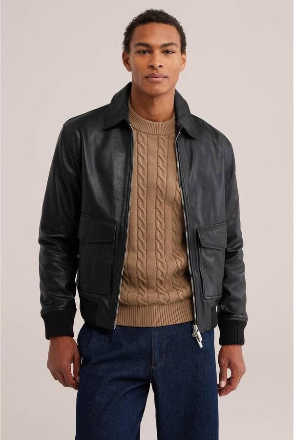 WE Fashion leren jas zwart