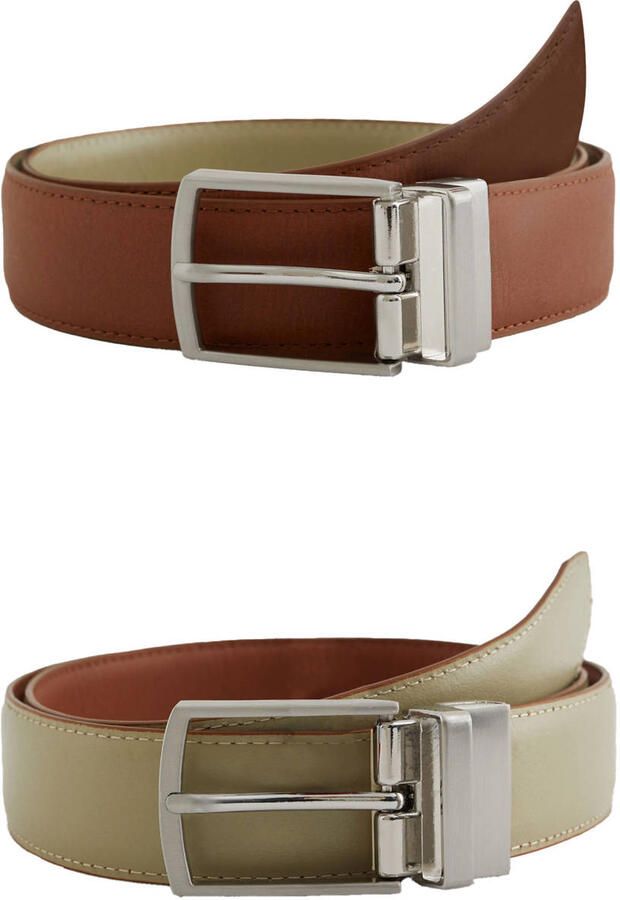 WE Fashion leren reversible riem groen bruin
