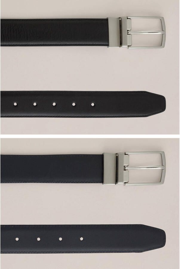 WE Fashion leren reversible riem zwart donkerblauw - Foto 2