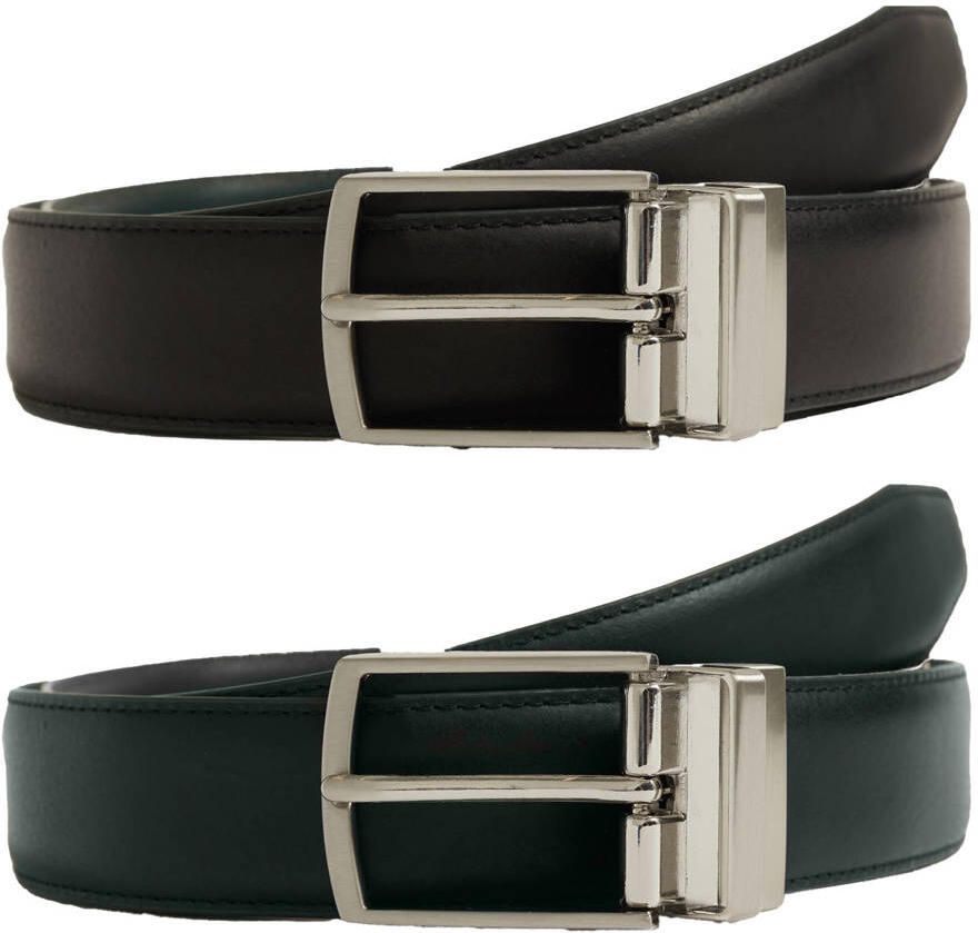 WE Fashion leren reversible riem zwart donkerbruin