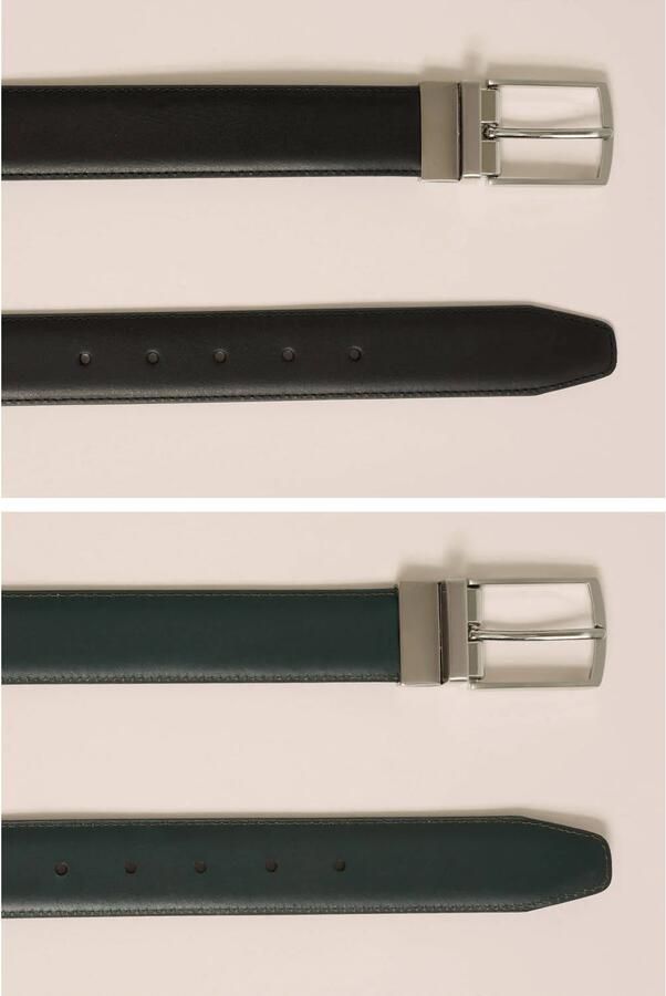 WE Fashion leren reversible riem zwart donkerbruin - Foto 3