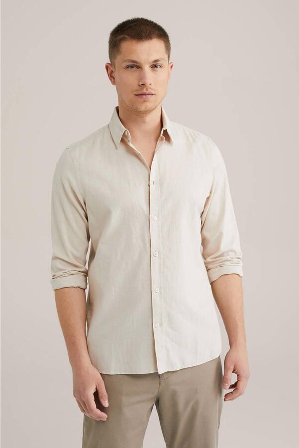 WE Fashion linnen casual overhemd beige
