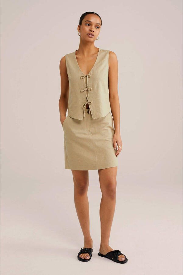 WE Fashion linnen korte rok beige - Foto 2