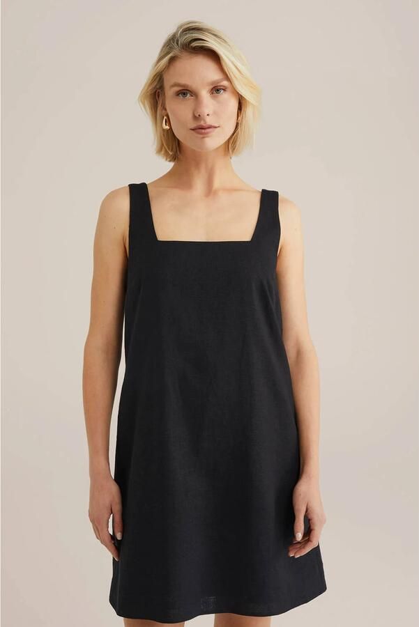 WE Fashion linnen zomerjurk zwart