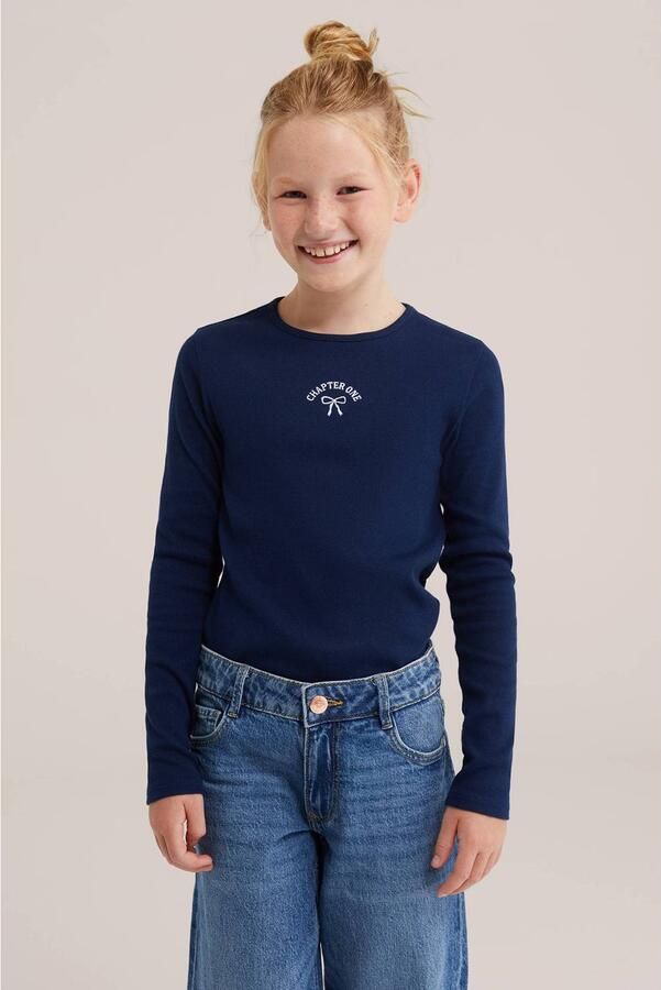 WE Fashion longsleeve donkerblauw