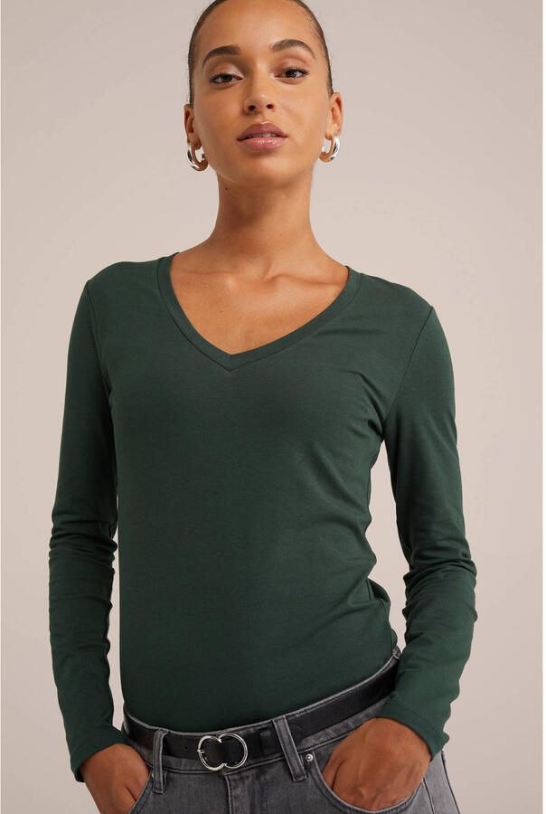 WE Fashion longsleeve donkergroen