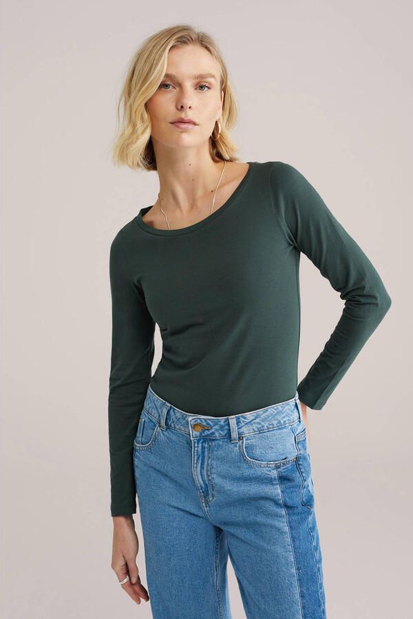 WE Fashion longsleeve donkergroen - Foto 3