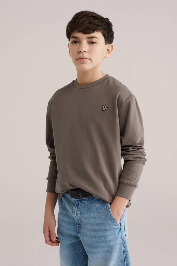 WE Fashion longsleeve grijsbruin