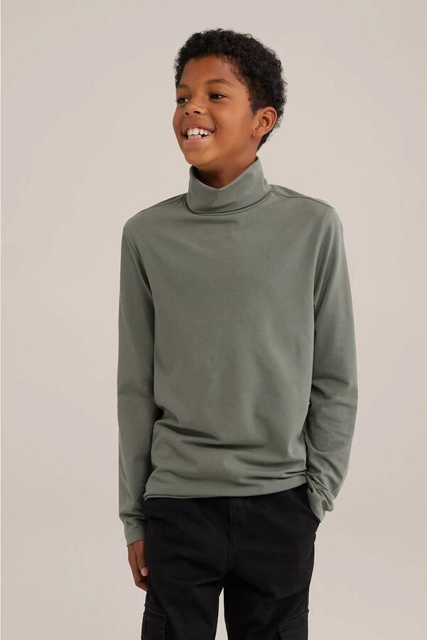 WE Fashion longsleeve Groen Jongens Stretchkatoen Col Effen 110 116 - Foto 2