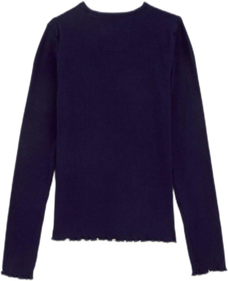 WE Fashion longsleeve hardblauw Meisjes Stretchkatoen Ronde hals Effen 110 116 - Foto 2
