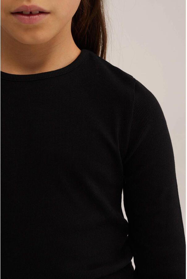 WE Fashion longsleeve hardblauw Meisjes Stretchkatoen Ronde hals Effen 110 116 - Foto 2