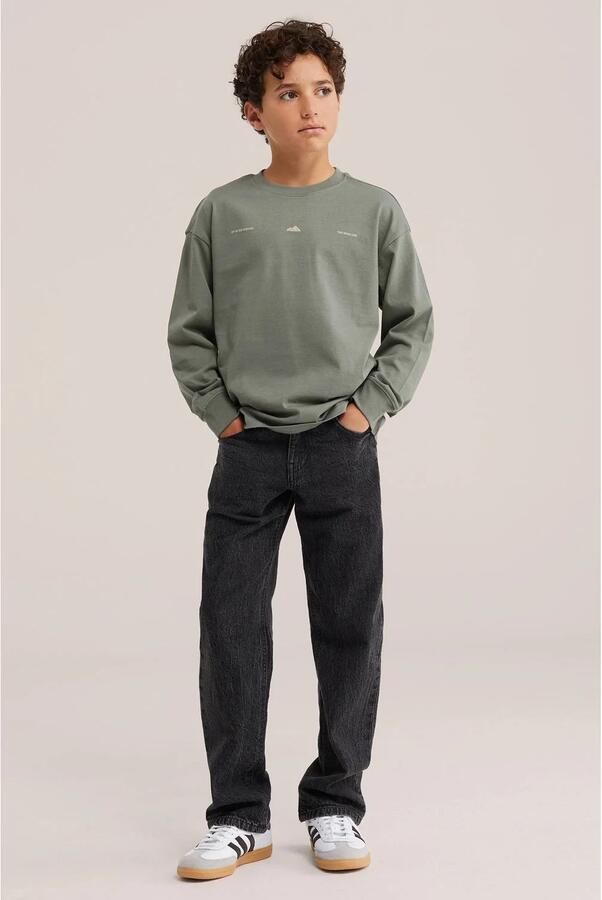 WE Fashion longsleeve met backprint groen