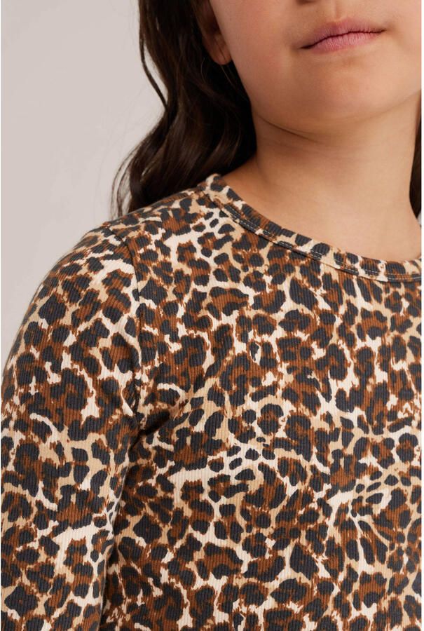 WE Fashion longsleeve met panterprint bruin - Foto 2