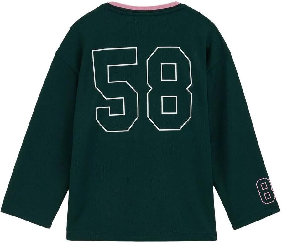 WE Fashion longsleeve met tekst donkergroen Meisjes Polyester V-hals - Foto 2