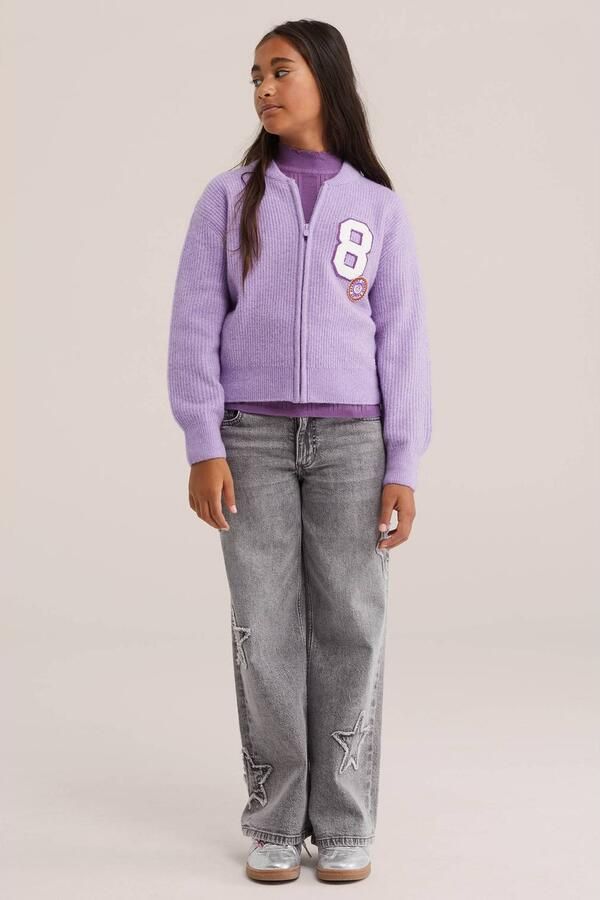 WE Fashion longsleeve paars Meisjes Viscose Opstaande kraag Effen - Foto 2