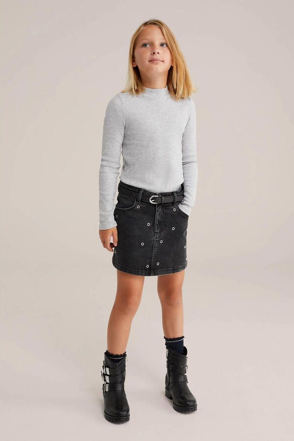 WE Fashion longsleeve rib gebreid grijs melange - Foto 3